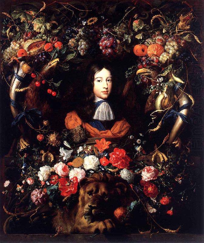 Garland of Flowers and Fruit with the Portrait of Prince William III of Orange, Jan Davidsz. de Heem